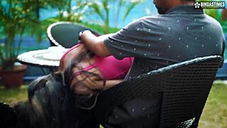 desi stepdaughter's dating punishment by stepdad in garage