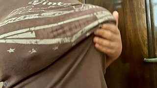 bold nipple reveal exposes perky natural tits up close