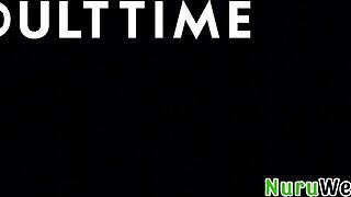 big ass short hair blondie adira allure gets wet nuru massage from jay romero revealing shaved pussy