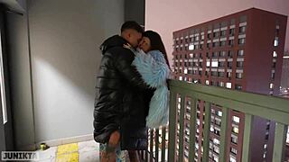 someone spied us fucking in the entrance so we kept going at home part 1