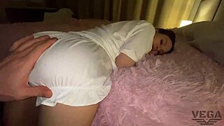 cute petite stepsister sucks and fucks my monster cock before bed creampie