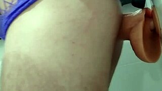 She plugs her ass then takes double anal dildo penetration