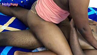 Our passionate wedding night sex feels so tight and juicy as married African couple rides homemade