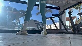 fit 18+ teen's bubble butt craving trainer's cock post-gym workout?