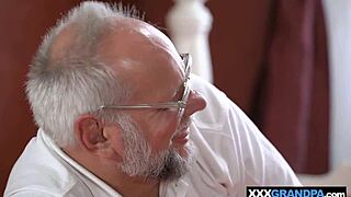 wanna play strip poker with grandpa? this blonde teen ends up bent over getting fucked doggystyle