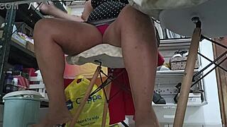 hey cuñada, voyeur catches your chubby curves doing homework but craving fat cock