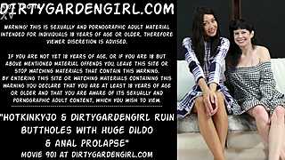 How Huge Dildos Ruin Hotkinkyjo and Dirtygardengirl's Assholes with Prolapse?