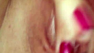 Real amateur chubby wife moans wet fingering her shaved pussy solo
