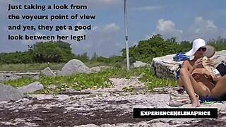 Exhibitionist Wife Nikki Brooks Teases Cuban Beach Voyeurs in Sheer