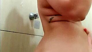 Hot 18+ Shower Girl's Small Tits Soaped While Getting Waxed Bare!