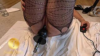 tried my stepsis's fuck machine - fat ass fat pussy in fishnets