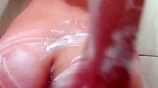 Hot 18+ Shower Girl's Small Tits Soaped While Getting Waxed Bare!