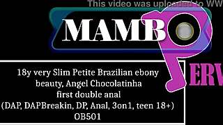 slim petite brazilian ebony teen angel takes first double anal destruction