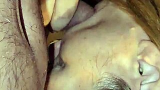 pregnant milf wife gapes oozing creampie cum from hard sex