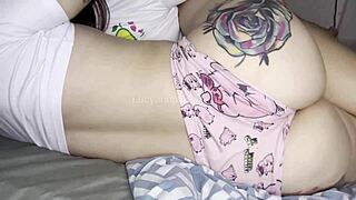 Lesbian sleepover turns into wild pussy play and squirting