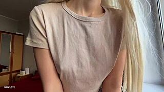 Hot Petite Blonde Stepsis Uses Tight Pussy And Cameltoe Panties For Quick Bedroom Cum