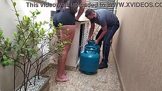 WIFE TEASES GAS DELIVERY GUY INTO WILD OUTDOOR FUCK!