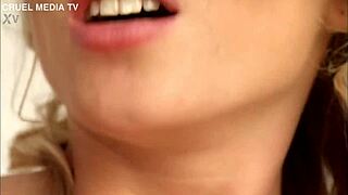 euro blonde babe gina fingers her tight wet pussy close-up teasing till orgasm with fruits