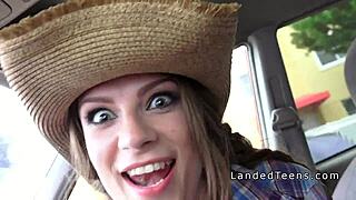 TEEN HITCHHIKER RIDES MASSIVE COCK COWGIRL STYLE IN PUBLIC OUTDOOR BANG PUNDIT POV