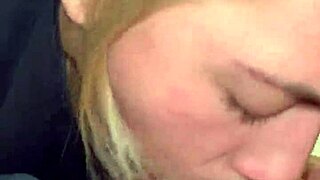 She kneels for a sloppy close-up blowjob dripping spit everywhere