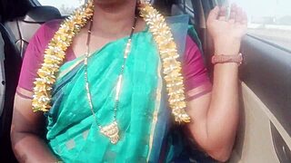 indian housewife dirty talks car sex with husbands dad on long drive