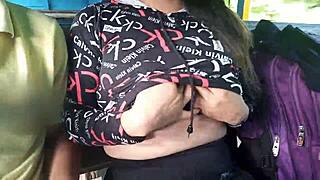 Stranger gropes milf's big tits and ass on crowded bus ride