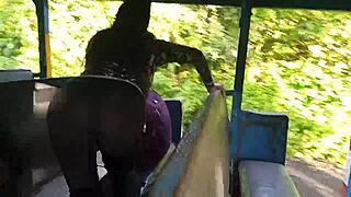 Stranger gropes milf's big tits and ass on crowded bus ride