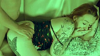 hey watching tv with redhead stepmom? now pounding her pussy on couch