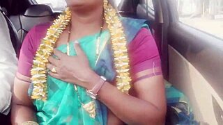 indian housewife dirty talks car sex with husbands dad on long drive