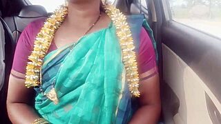 indian housewife dirty talks car sex with husbands dad on long drive