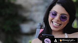 Spoiled Petite Gina Valentina Seduces Cleaner Brandi Love as Stepmom