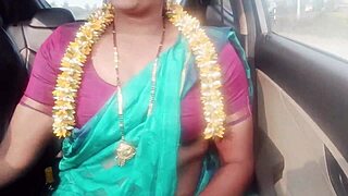 indian housewife dirty talks car sex with husbands dad on long drive