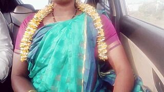 indian housewife dirty talks car sex with husbands dad on long drive