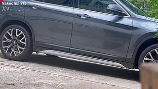 nakedman15 strokes cock publicly jerking off to explosive orgasm in outdoor exhibitionist frenzy