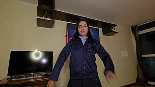 i spot my neighbor teen in school uniform outside craving close-up play