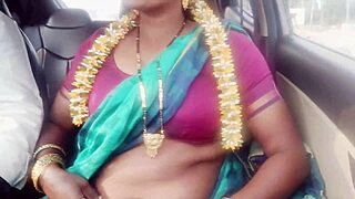 indian housewife dirty talks car sex with husbands dad on long drive