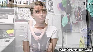 Officer Giovanni fucks influencer Macy Meadows bent over office doggystyle facial