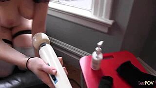 Two mature lesbians seduce college girl by window