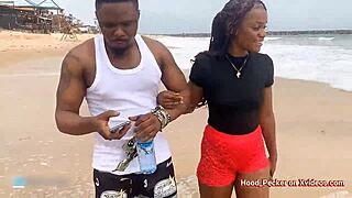 African Ebony's Sexy Beach Ass Gets Monster Cock Pounded Back at Crib