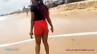 African Ebony's Sexy Beach Ass Gets Monster Cock Pounded Back at Crib