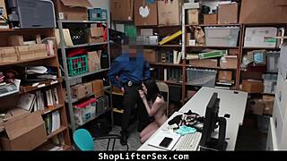 Teen shoplifter caught stealing, cop rips clothes and FUCKS her bent over desk