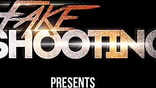 Babe showers in cum after devouring fake agent's monster cock