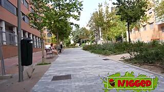 Horny redhead Albaan loves big black cocks, outdoor rough anal riding