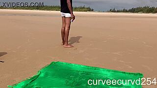 Curvy ebony beach quickie bent over doggystyle public sex local cock spanking