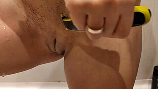 stepsis with huge tits shaves smooth pussy for bro's intense oral session