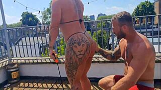 Muscular friend rims and fucks my ass hard post-workout.