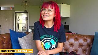 Petite latina teen 18+ slurps cock deep then gets face fucked rough in casting