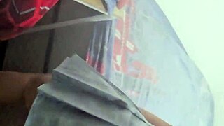 Spying on stepsister's big ass upskirt in uniform while she makes bed, she loves getting caught