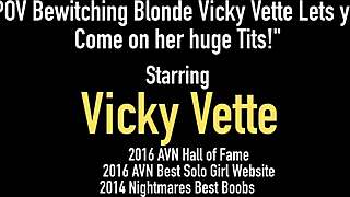 bewitching blonde vicky vette begs your cum on her huge tits pov
