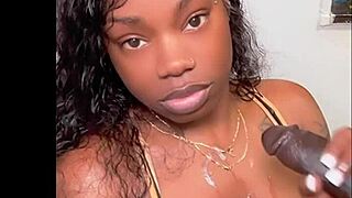 Stepsister's Big Black Nipples Drip With Cumshot